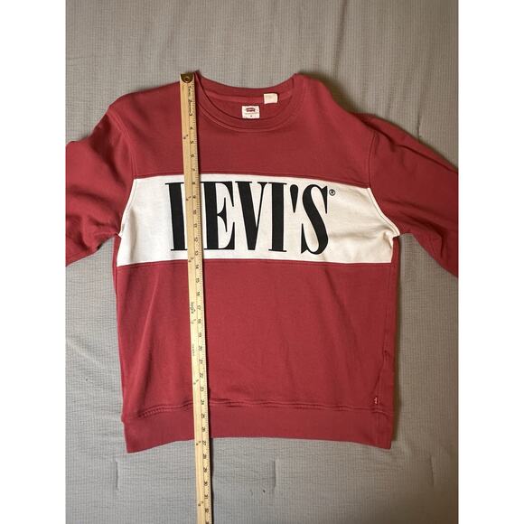 Levi’s Men Medium Red & White Logo Sweatshirt Crewneck Pullover Retro Style - Picture 8 of 9
